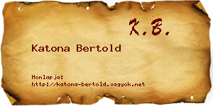 Katona Bertold névjegykártya
